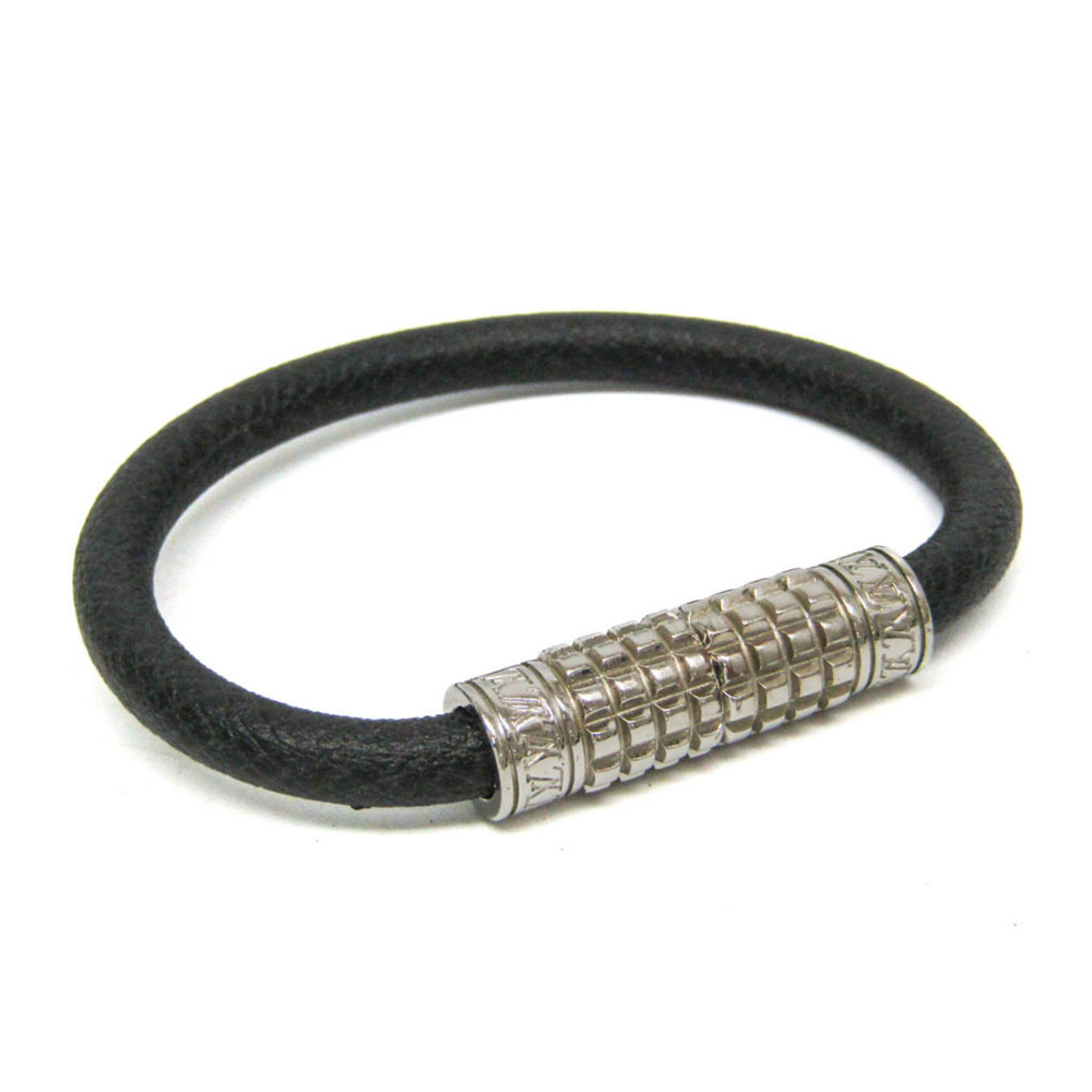 LOUIS VUITTON Silver Leather Bracelet